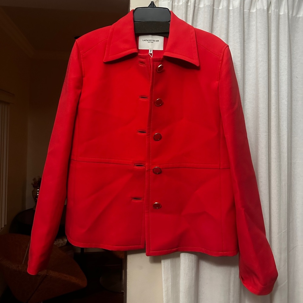 Lafayette 148 poppy cropped jacket